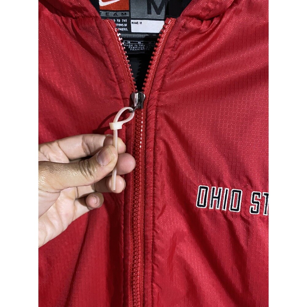 Nike Ohio State Buckeyes Jacket M Red Hooded Pullover‎ Windbreaker Quilted Lined - Picture 7 of 16